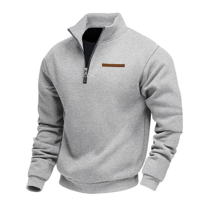 KZZ Men's Solid Half Zip Up Sweatshirt Loose Casual Long Sleeve
