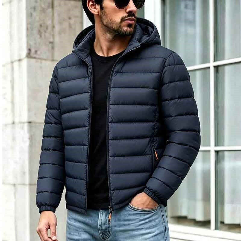 KZZ Men's Slim Fit Casual Long-Sleeved Thick Hooded Zipper Top