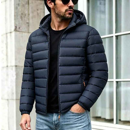 KZZ Men's Slim Fit Casual Long-Sleeved Thick Hooded Zipper Top