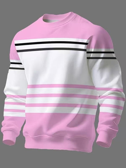 KZZ Men's Simple Striped Classic Long-Sleeve Sweatshirt