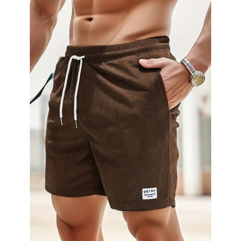 KZZ Men's Letter Patchwork Print Pocket Shorts