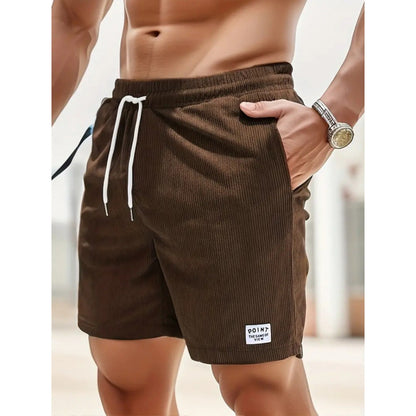 KZZ Men's Letter Patchwork Print Pocket Shorts