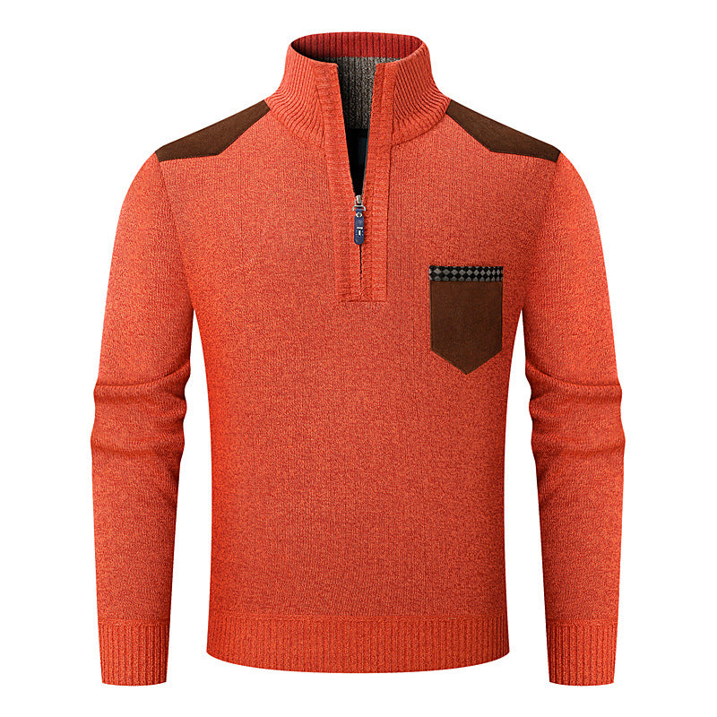 KZZ Men's half-zip sweater with a zippered pocket