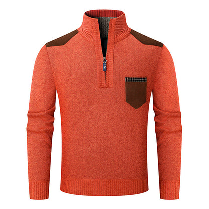 KZZ Men's half-zip sweater with a zippered pocket