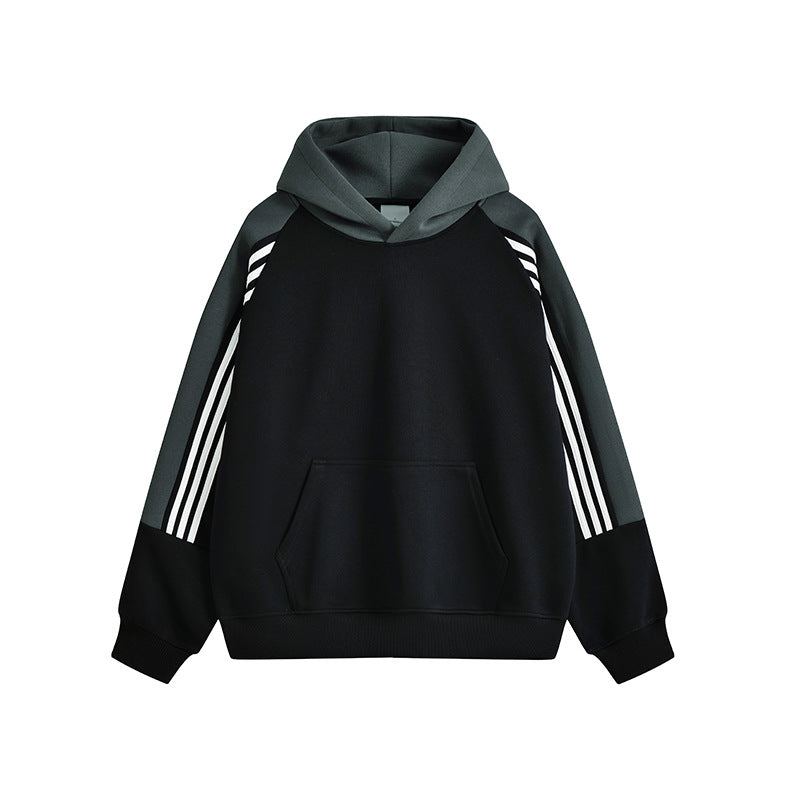KZZ Men's Autumn Street Style Color Block Simple Pullover Hoodie