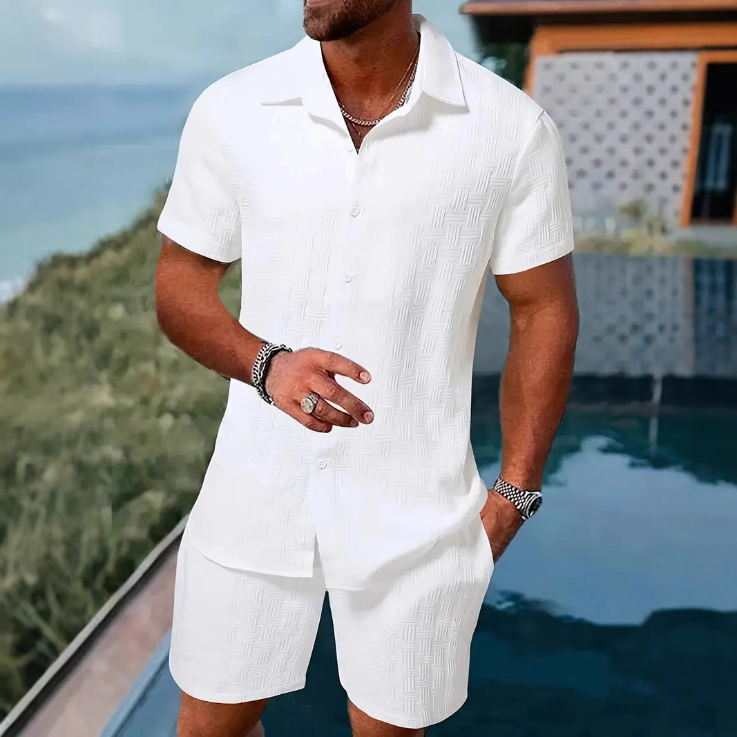 KZZ Men's Textured Two-Piece Set
