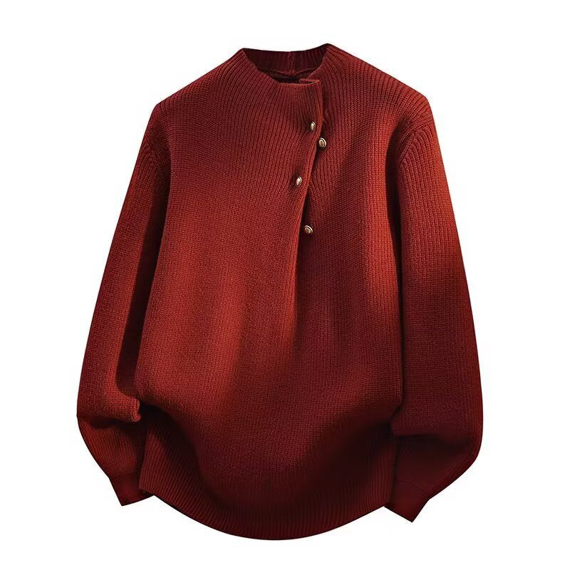 KZZ Fashionable men's retro casual thick turtleneck pullover knit sweater