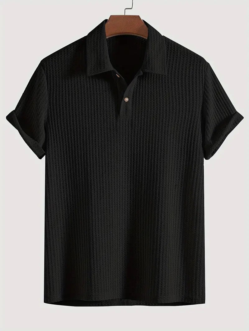 KZZ Men's solid color pique knit polo shirt