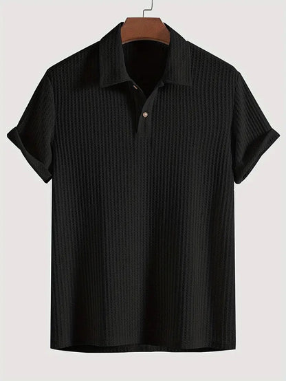 KZZ Men's solid color pique knit polo shirt