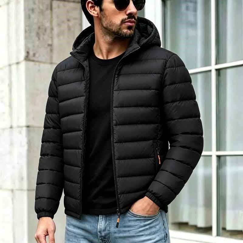 KZZ Men's Slim Fit Casual Long-Sleeved Thick Hooded Zipper Top