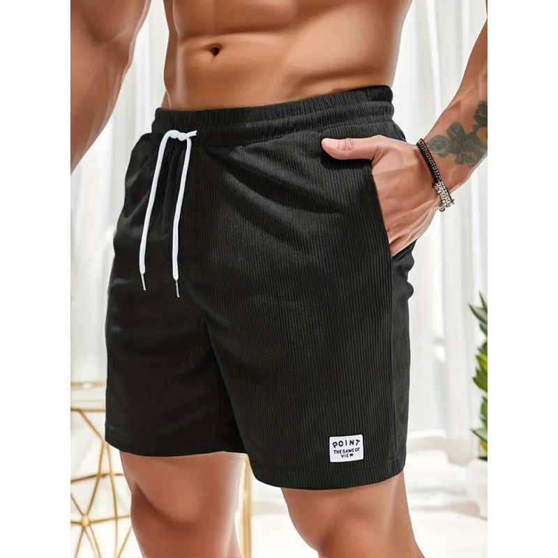 KZZ Men's Letter Patchwork Print Pocket Shorts