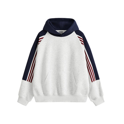 KZZ Men's Autumn Street Style Color Block Simple Pullover Hoodie