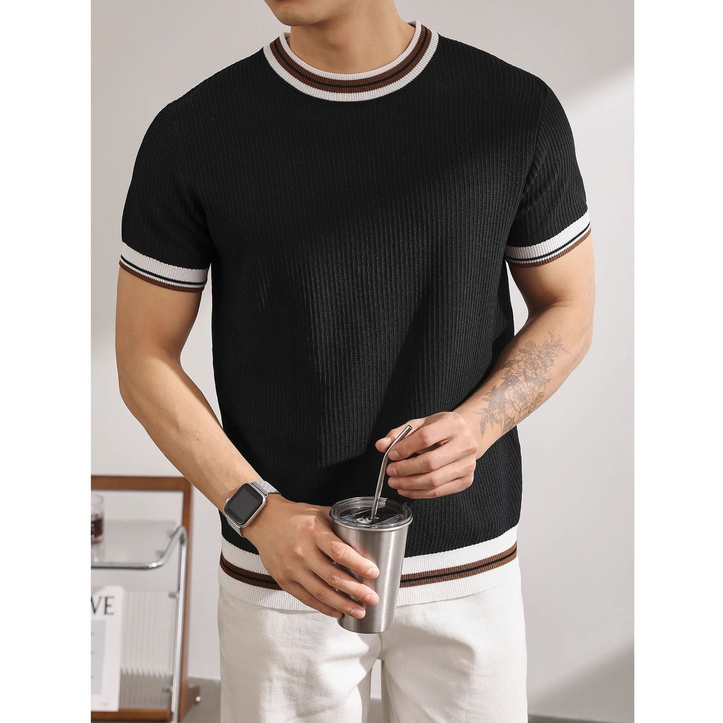 KZZ Casual Short-Sleeve Pullover Knit Top
