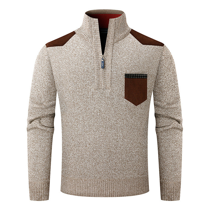 KZZ Men's half-zip sweater with a zippered pocket