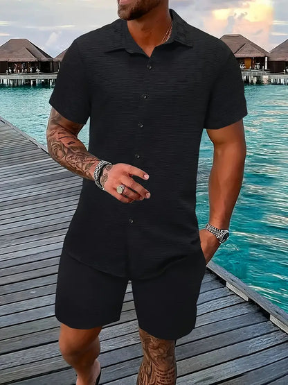 KZZ Men's Textured Two-Piece Set