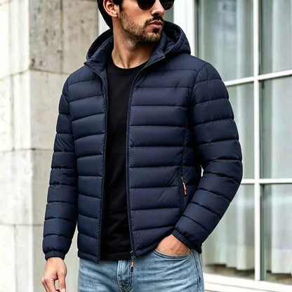 KZZ Men's Slim Fit Casual Long-Sleeved Thick Hooded Zipper Top
