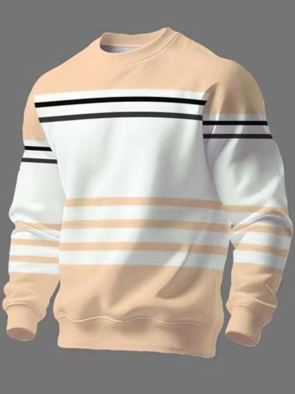 KZZ Men's Simple Striped Classic Long-Sleeve Sweatshirt