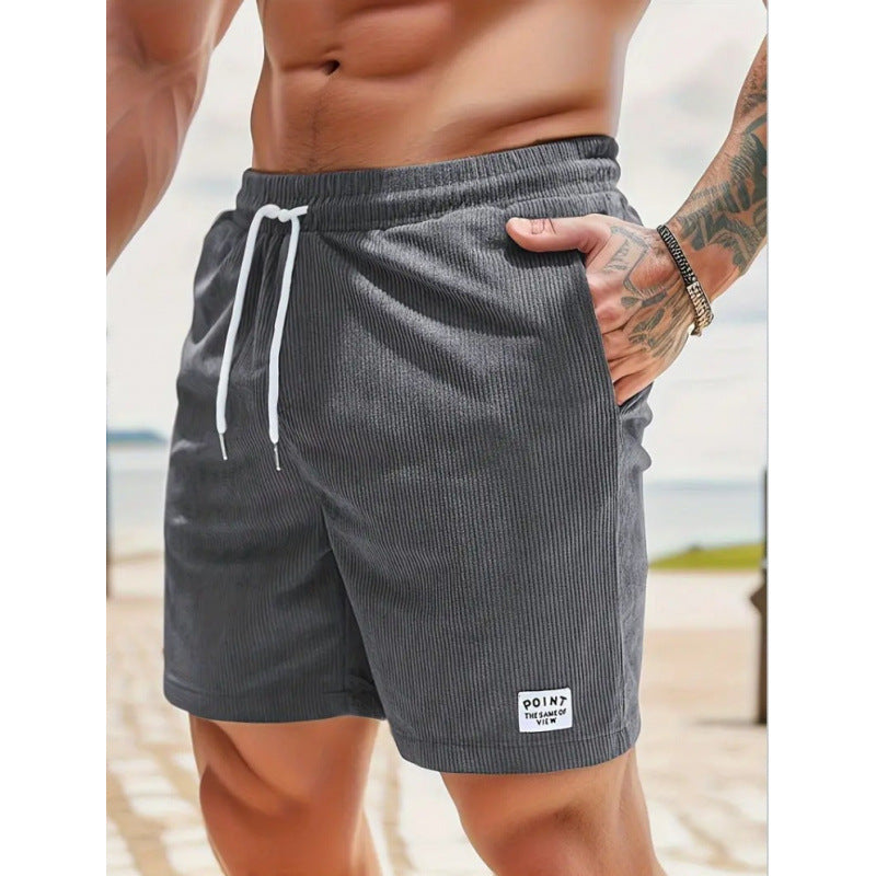 KZZ Men's Letter Patchwork Print Pocket Shorts