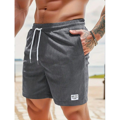 KZZ Men's Letter Patchwork Print Pocket Shorts