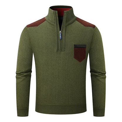 KZZ Men's half-zip sweater with a zippered pocket