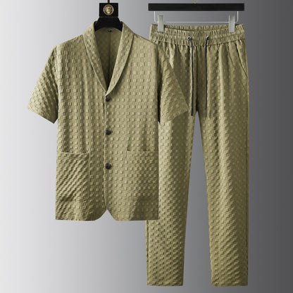KZZ Short-sleeve polo shirt paired with solid-colored trousers