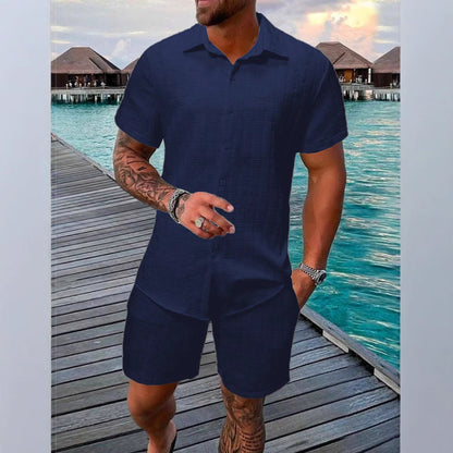 KZZ Men's Textured Two-Piece Set