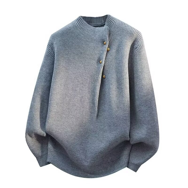 KZZ Fashionable men's retro casual thick turtleneck pullover knit sweater