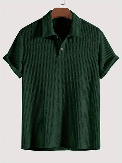 KZZ Men's solid color pique knit polo shirt