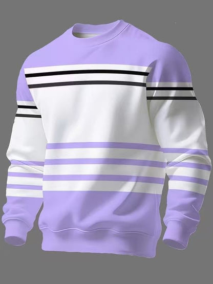 KZZ Men's Simple Striped Classic Long-Sleeve Sweatshirt