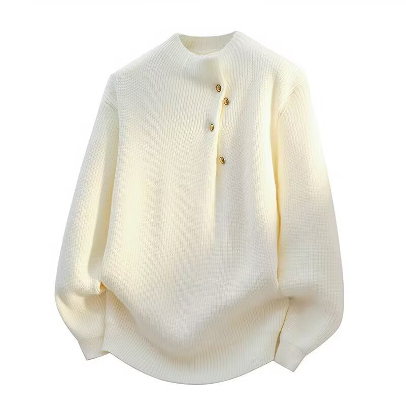 KZZ Fashionable men's retro casual thick turtleneck pullover knit sweater