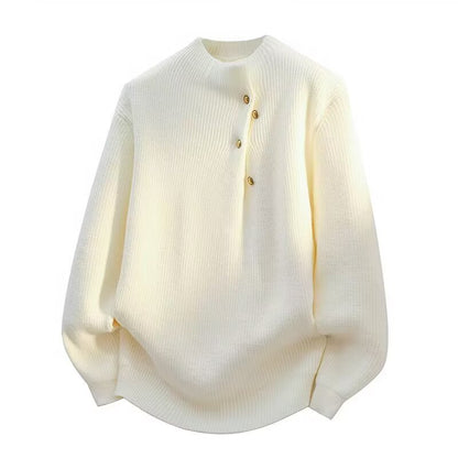 KZZ Fashionable men's retro casual thick turtleneck pullover knit sweater