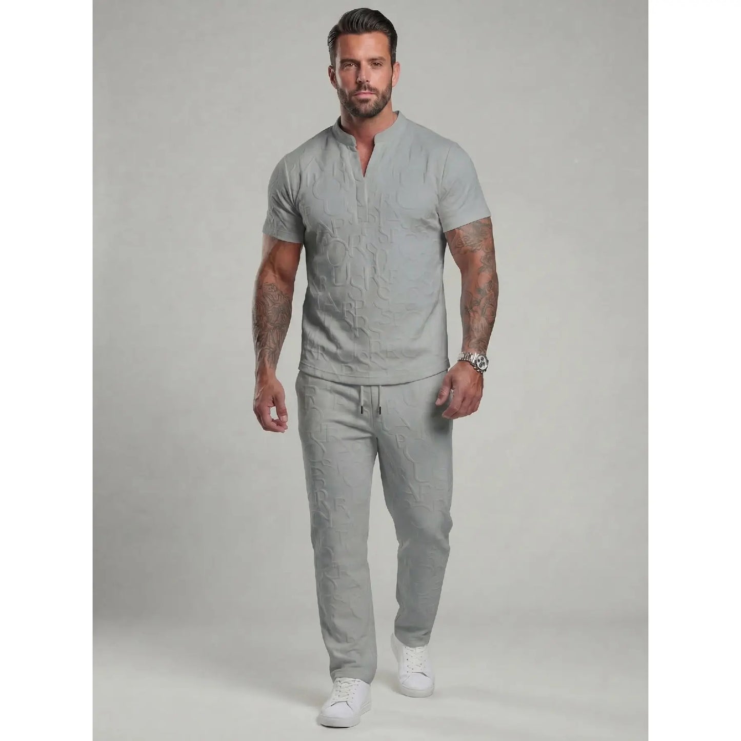 KZZ letter T-shirt and drawstring pants spring and summer casual set