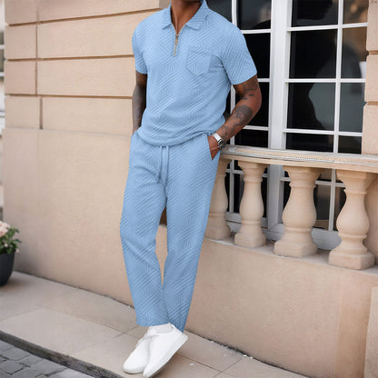 KZZ Short-sleeved polo shirt and drawstring cargo pants