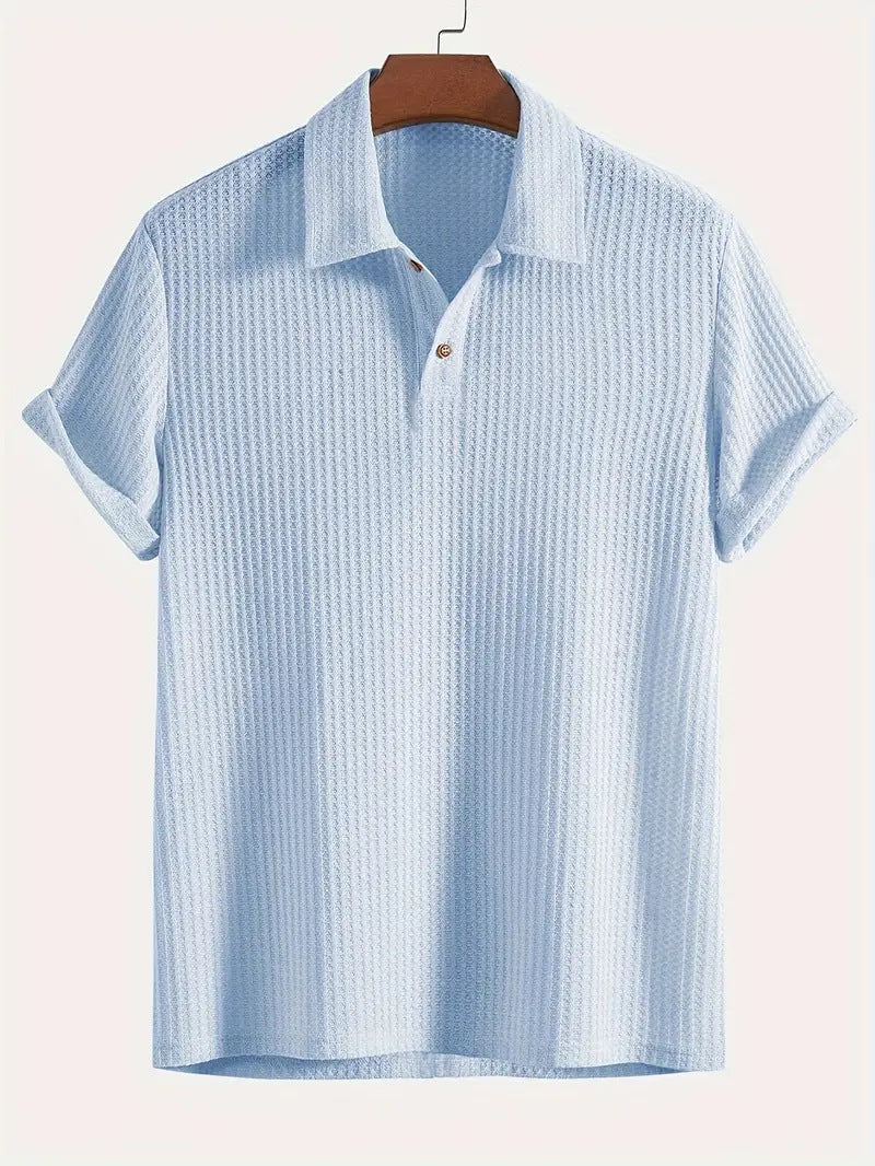 KZZ Men's solid color pique knit polo shirt