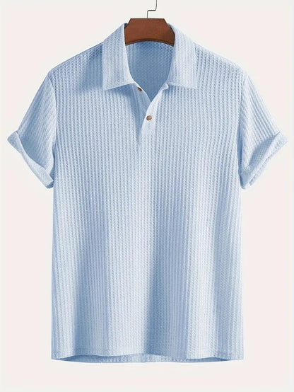 KZZ Men's solid color pique knit polo shirt