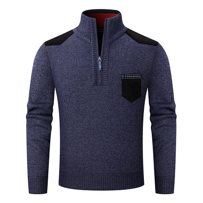 KZZ Men's half-zip sweater with a zippered pocket