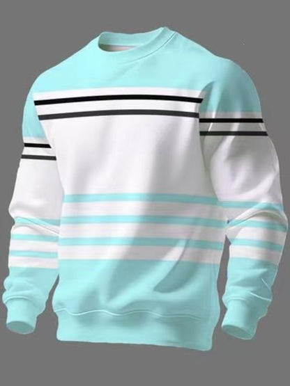 KZZ Men's Simple Striped Classic Long-Sleeve Sweatshirt
