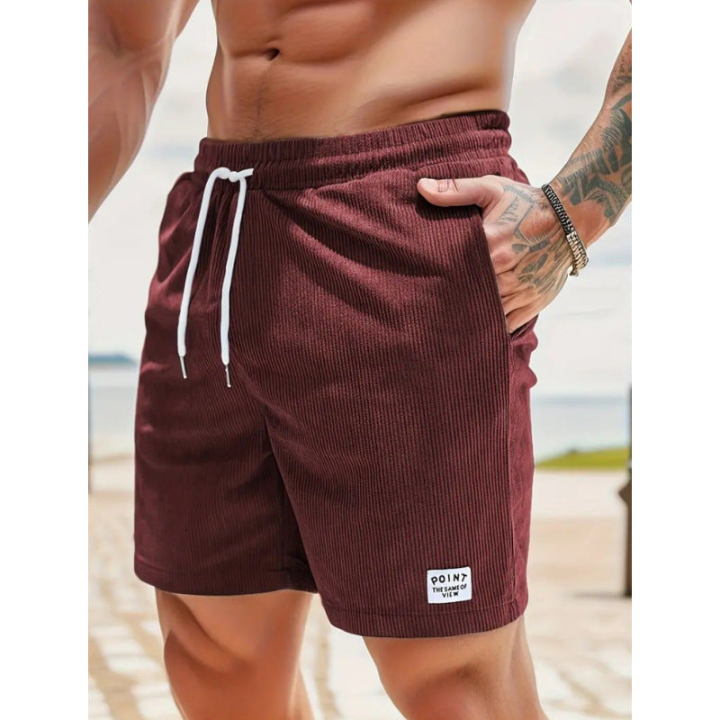 KZZ Men's Letter Patchwork Print Pocket Shorts