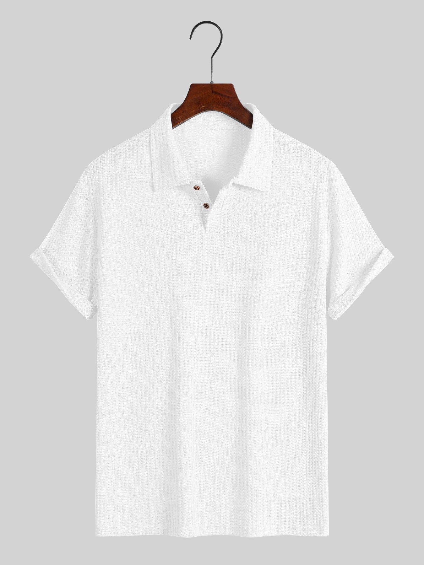 KZZ Men's solid color pique knit polo shirt