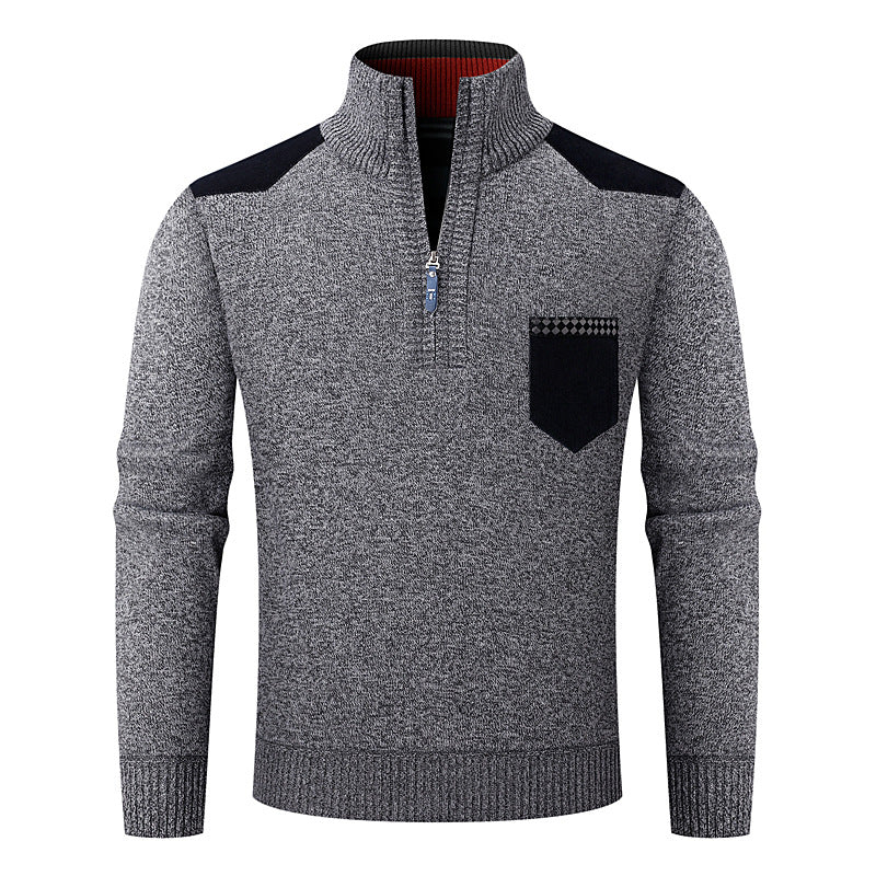 KZZ Men's half-zip sweater with a zippered pocket