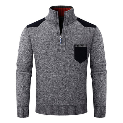 KZZ Men's half-zip sweater with a zippered pocket