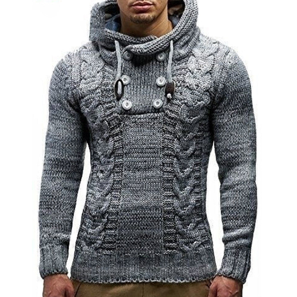 KZZ Autumn Men's Knitted Hoodie Pullover