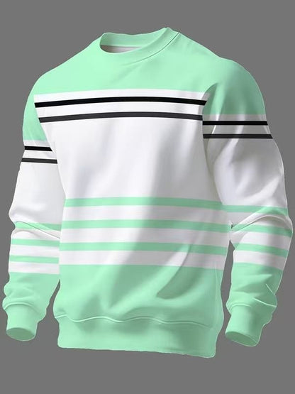 KZZ Men's Simple Striped Classic Long-Sleeve Sweatshirt