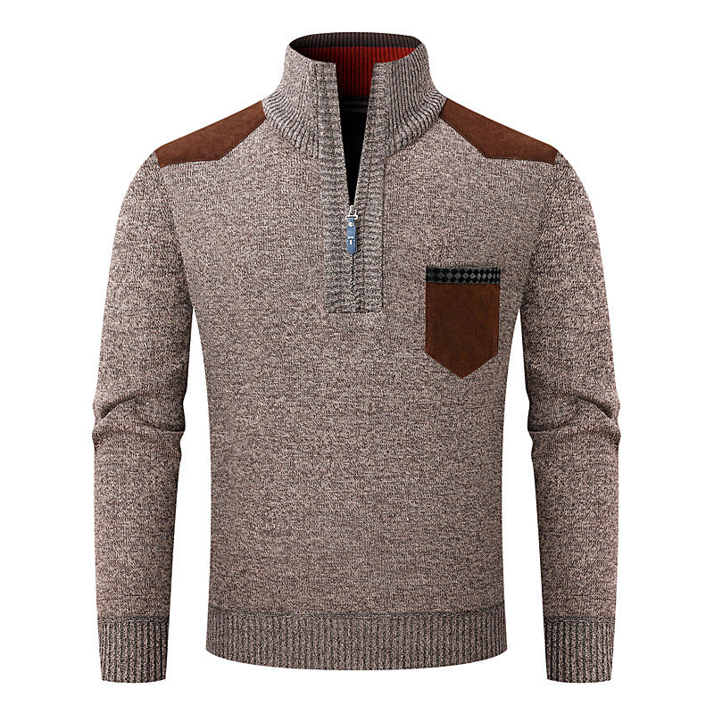 KZZ Men's half-zip sweater with a zippered pocket