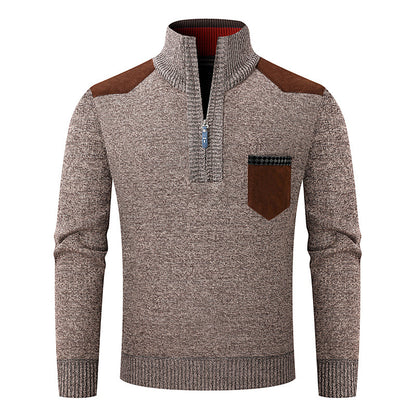 KZZ Men's half-zip sweater with a zippered pocket