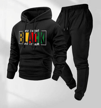 KZZ Men's casual sports long-sleeved hooded jacket and trousers