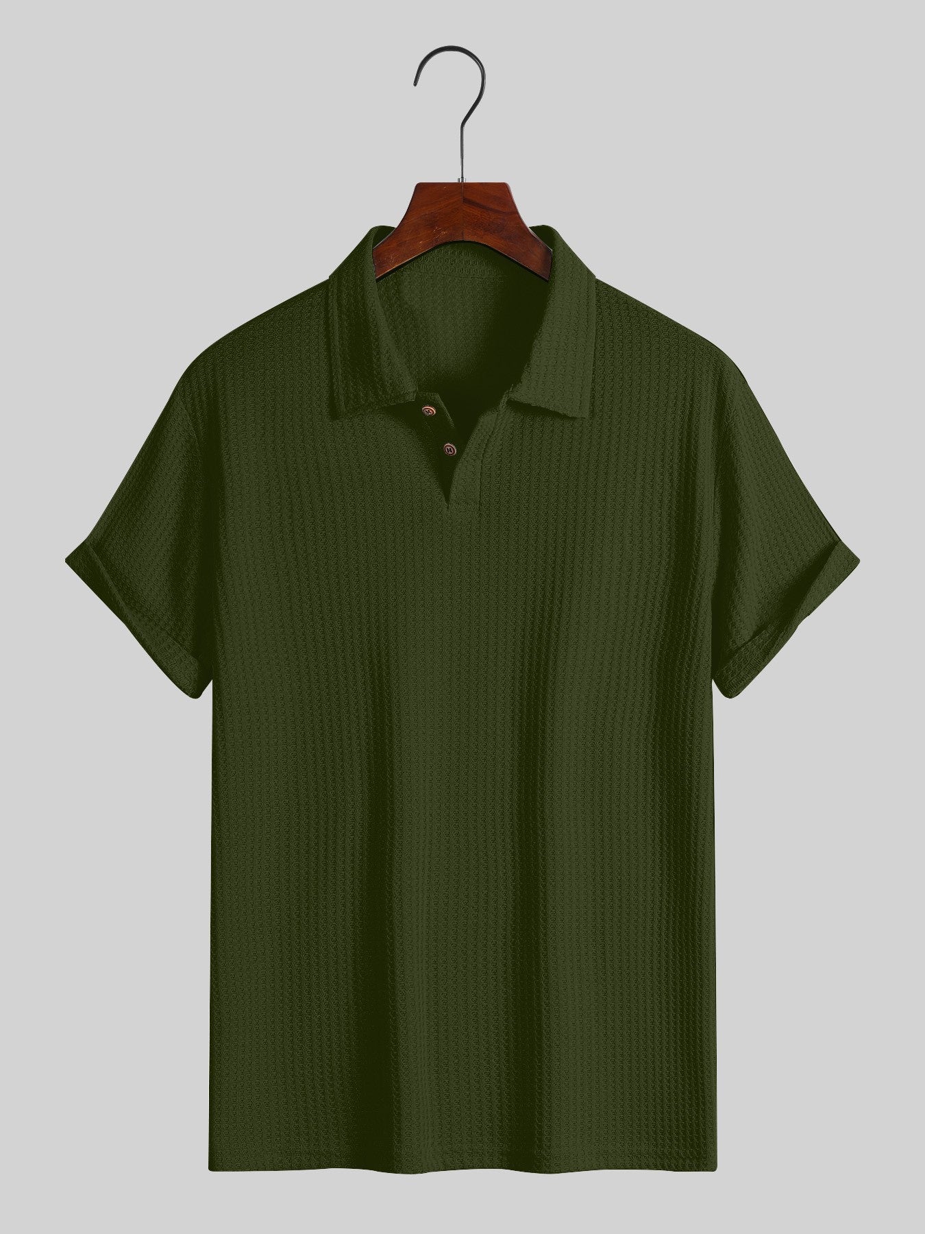 KZZ Men's solid color pique knit polo shirt