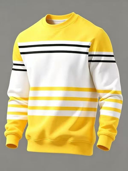 KZZ Men's Simple Striped Classic Long-Sleeve Sweatshirt