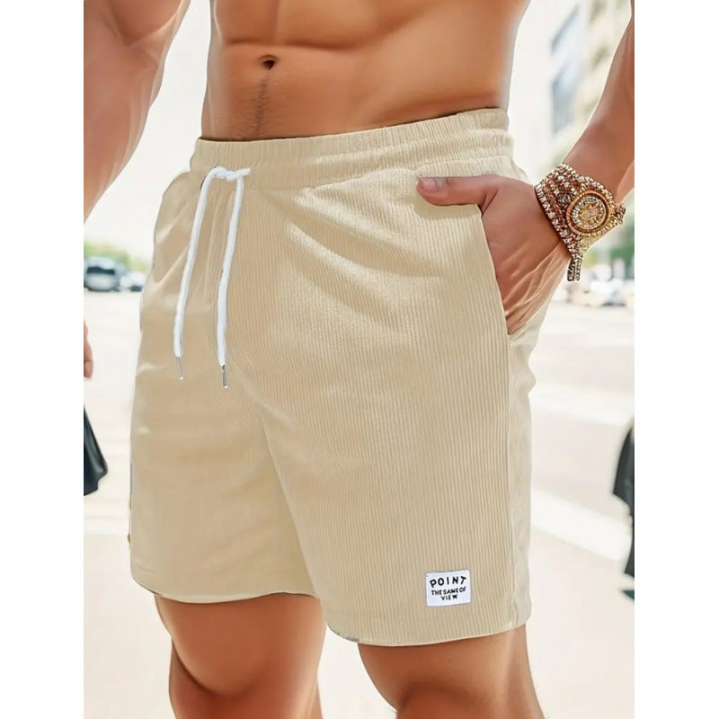KZZ Men's Letter Patchwork Print Pocket Shorts