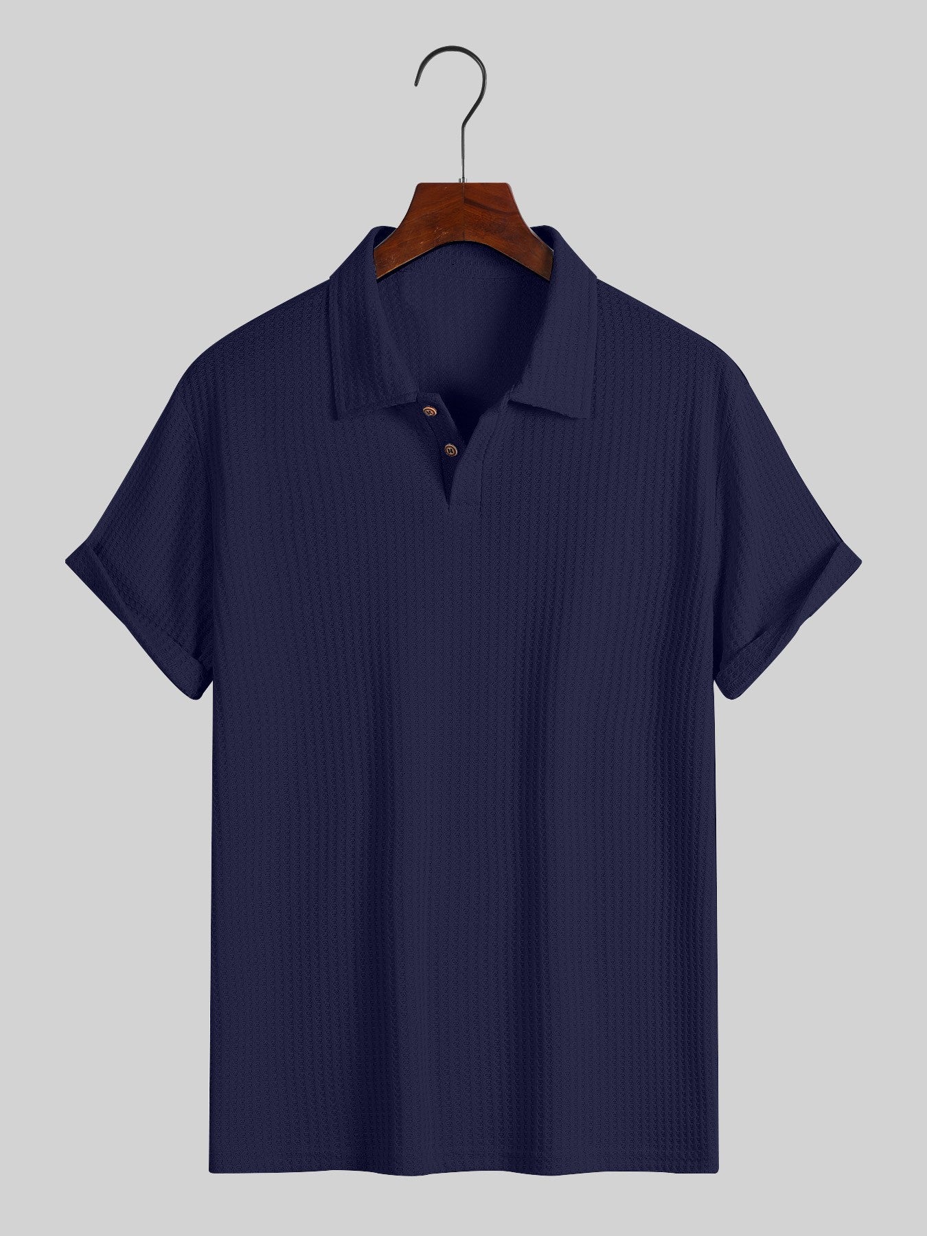 KZZ Men's solid color pique knit polo shirt